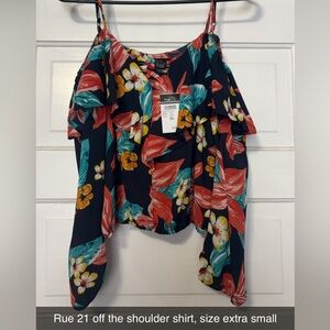Extra small floral spaghetti strap with off the shoulder sleeves.